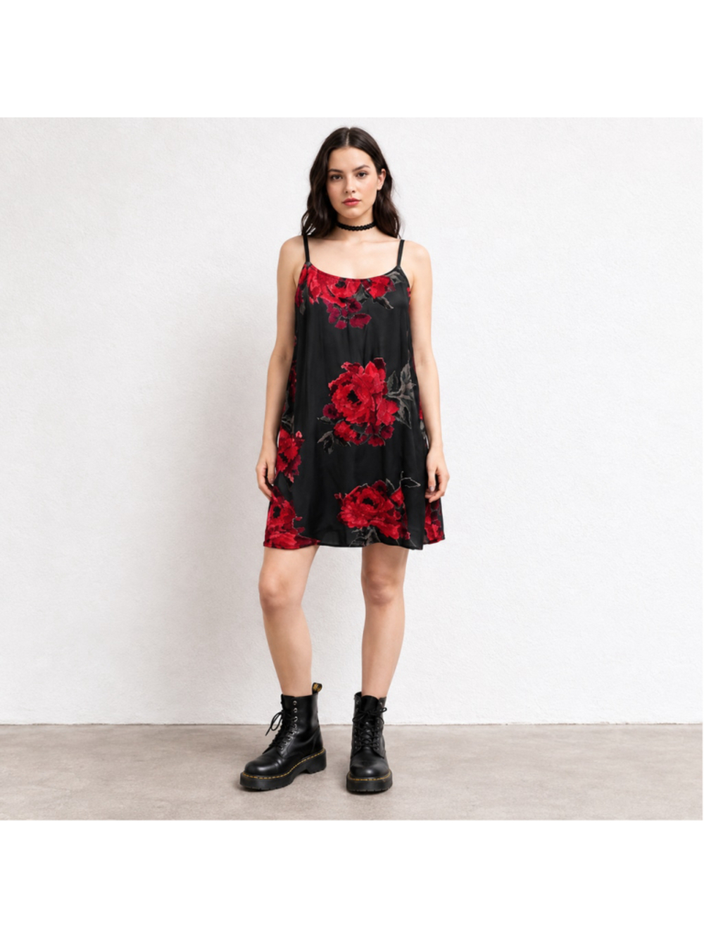 As U Wish Y2K Velvet Burnout Rose Floral Whimsigoth Slip Mini Dress